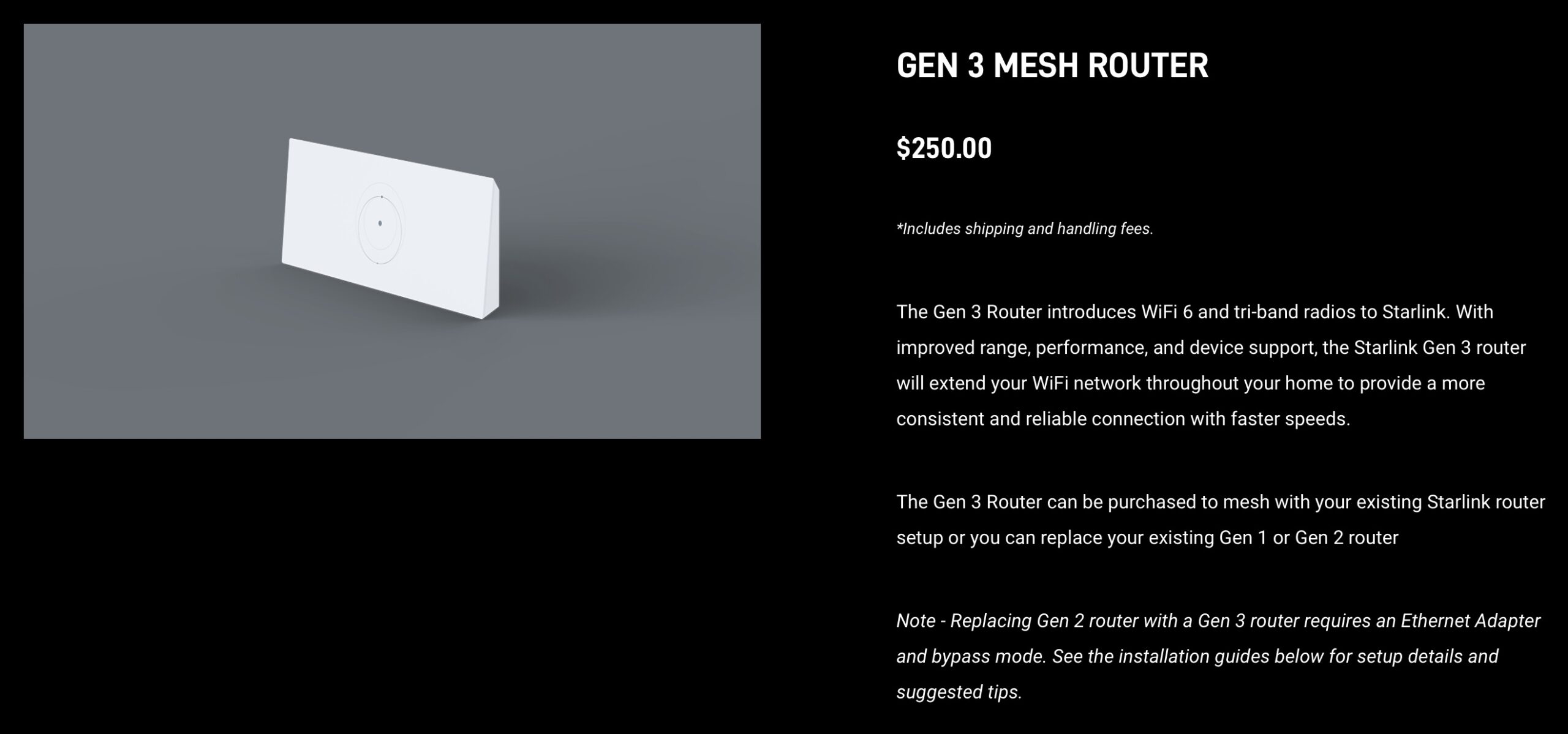 Starlink Gen 3 Mesh Router product page